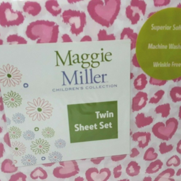 Maggie Miller Twin Sheet Set Pink Hearts Hearts - Picture 7 of 8
